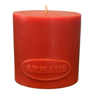 NEW Arhaus Pillar Candle Persimmon Orange 3" x 3" Lead Free Wicking Logo